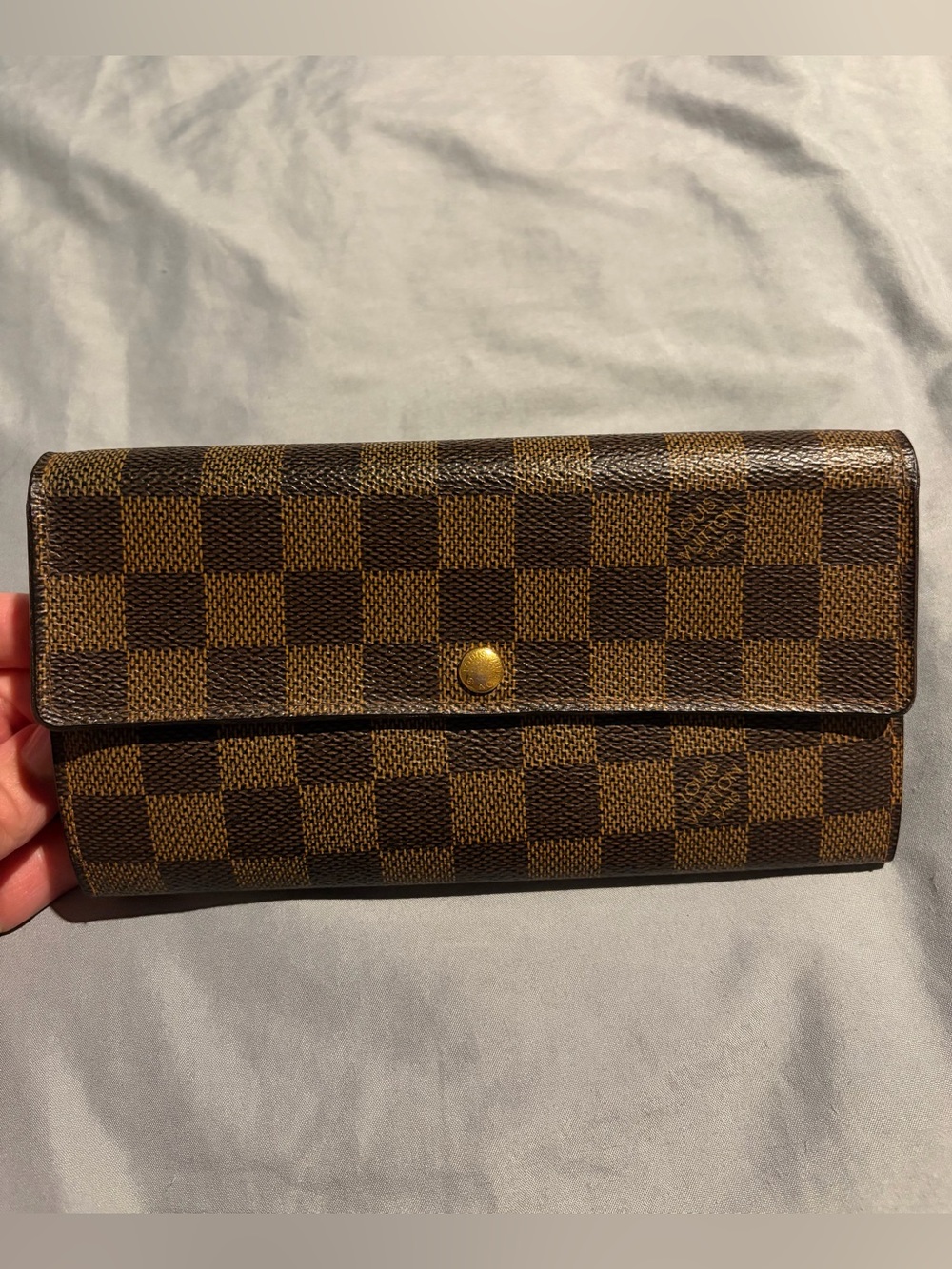 Louis Vuitton Damier Ebene Sarah Wallet with COA